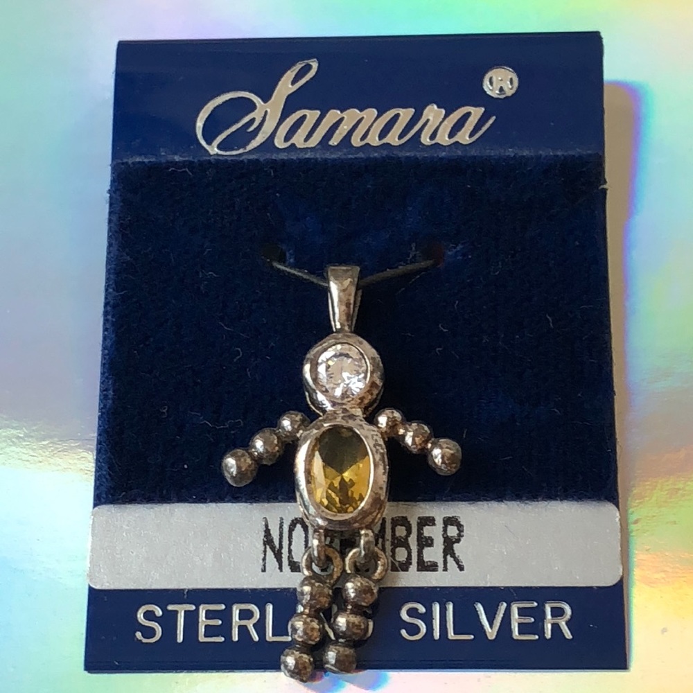 Vintage sterling silver November baby boy charm